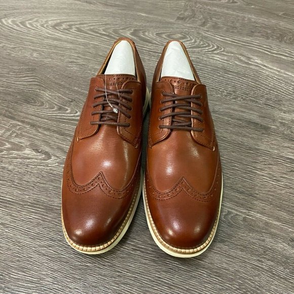 COLE HAAN Mens Original Grand Woodbury Brown Leather Wingtip Oxford Shoes C26471 main image 4